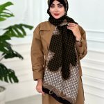 شال موهر طرح دار تناژ سبز حنایی مشکی