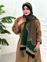 شال موهر طرح دار تناژ سبز مشکی
