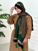 شال موهر طرح دار تناژ سبز مشکی - Image 2