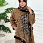 شال موهر طرح دار تناژ نسکافه ای مشکی