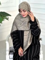 روسری ابریشم نخ ژاکارد مجلسی مدل گوچی شکوفه گردویی