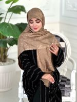 روسری ابریشم نخ ژاکارد مجلسی مدل گوچی شکوفه نسکافه ای