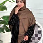 روسری ابریشم نخ ژاکارد مجلسی مدل گوچی شکوفه قهوه ای روشن