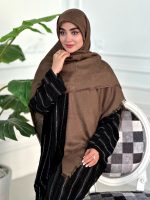 روسری ابریشم نخ ژاکارد مجلسی مدل گوچی شکوفه قهوه ای روشن