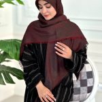 روسری ابریشم نخ ژاکارد مجلسی مدل گوچی شکوفه زرشکی مشکی