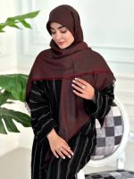 روسری ابریشم نخ ژاکارد مجلسی مدل گوچی شکوفه زرشکی مشکی