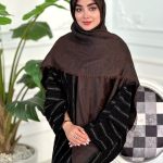 روسری ابریشم نخ ژاکارد مجلسی مدل گوچی شکوفه قهوه ای مشکی