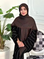 روسری ابریشم نخ ژاکارد مجلسی مدل گوچی شکوفه قهوه ای مشکی
