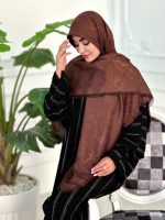 روسری ابریشم نخ ژاکارد مجلسی مدل گوچی شکوفه قهوه ای - Image 2