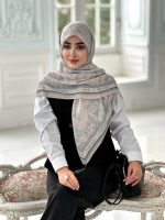 روسری پلیسه مجلسی مدل دیور تناژ آبی ملیح