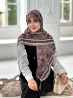 روسری پلیسه مجلسی مدل جنگل تناژ پوست پیازی و دودی