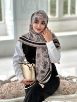 روسری پلیسه مجلسی مدل جنگل تناژ مشکی