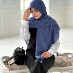 روسری آرامش آبی نفتی