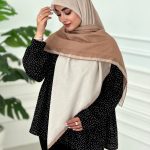روسری نخی مدل کرم نسکافه ای
