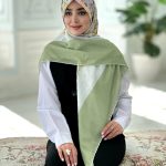 روسری نخی مدل گلگلی دور سبز