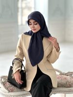 روسری فلورانس مجلسی رنگ سرمه ای قواره 100