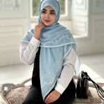 روسری نخی مدل برکه رنگ آبی