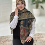 روسری نخی مدل سایه تناژ سرمه ای