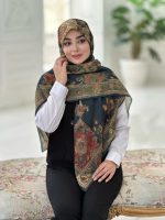 روسری نخی مدل سایه تناژ سرمه ای