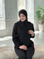 روسری مشکی مدل نخ ژاکارد راه راه