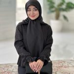 روسری نخ ابریشم ژاکارد مشکی مدل پیچاز