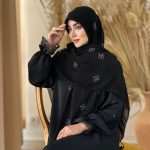 روسری مشکی نخ کریشه نگین دار