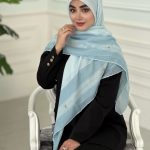روسری نخی مدل شکیبا رنگ آبی