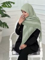 روسری نخی مدل شکیبا رنگ سبز پاستیلی - Image 2