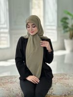 روسری نخ ژاکارد راه راه رنگ ماچا